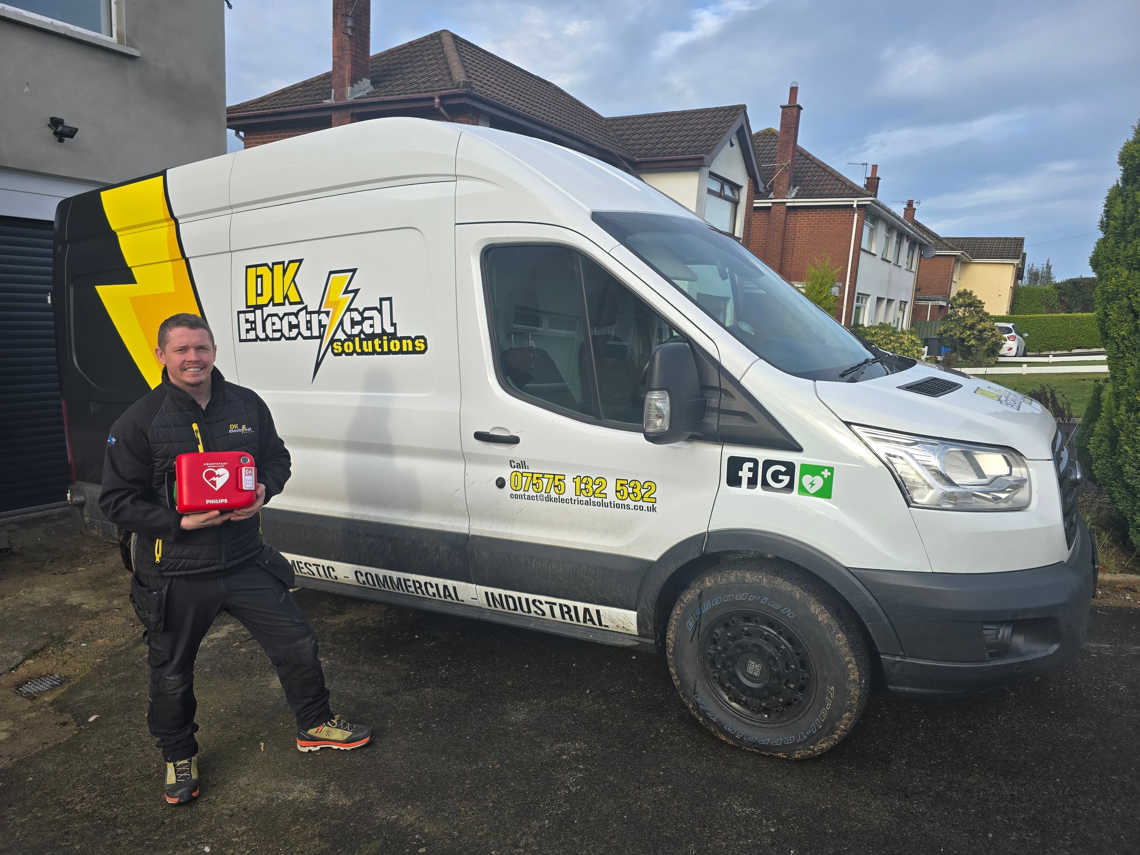 Professional electrician at work